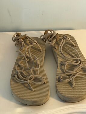 Teva Women's Tan Lace-Up Rope Strap Sandals